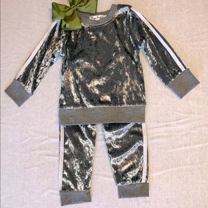 2 piece silver velvet set
